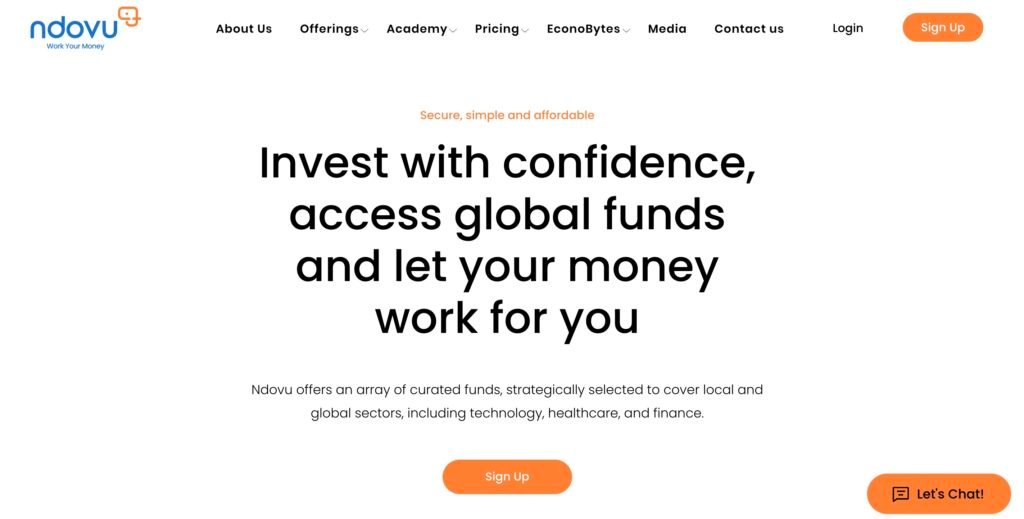 Ndovu is a micro-investment platform that provides easy access to financial markets. Ndovu uses cutting-edge technology and expert financial advisors to help you build wealth.